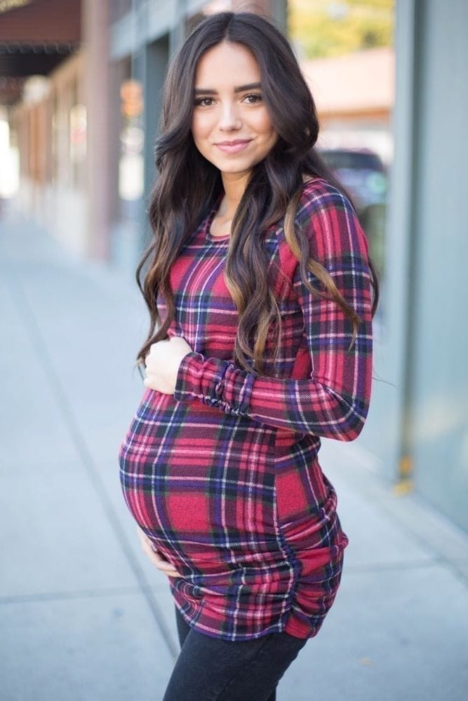 plaid maternity shirt