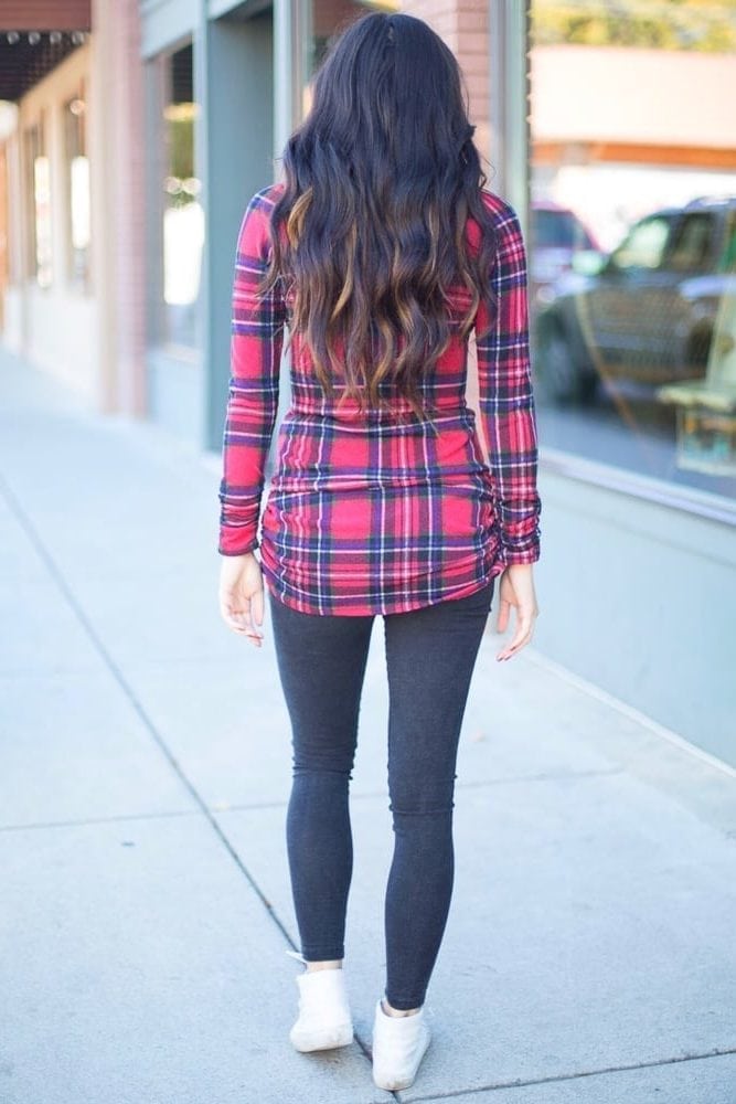 plaid maternity shirt