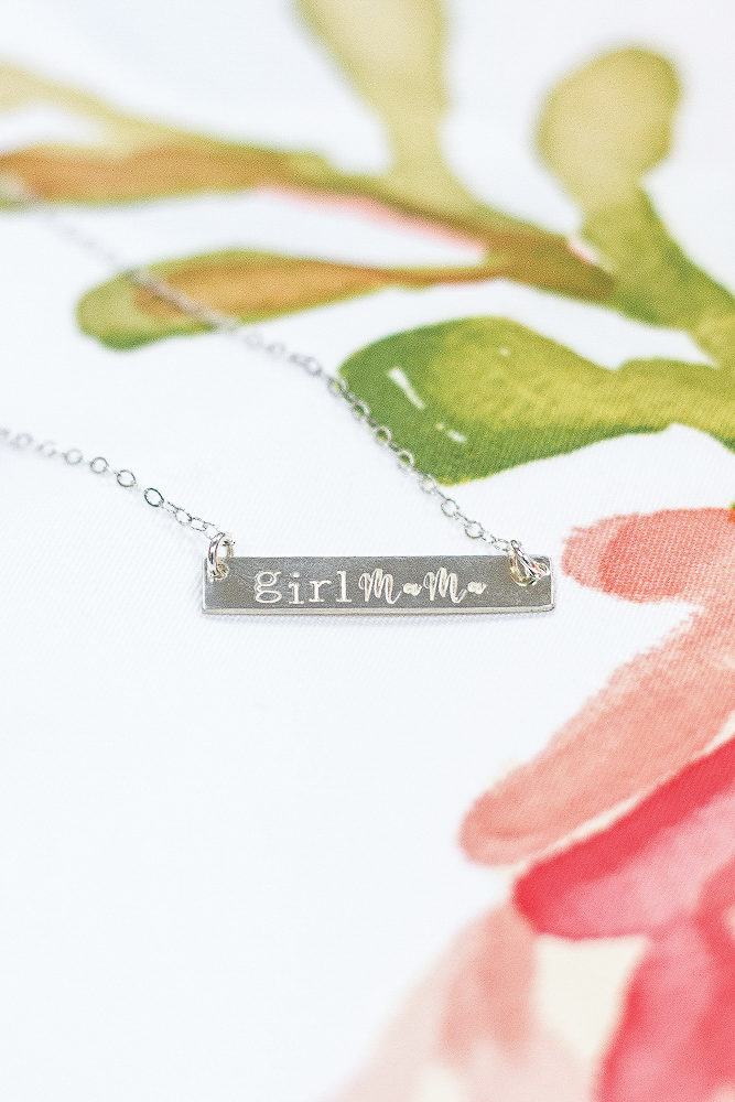 silver girl mama necklace