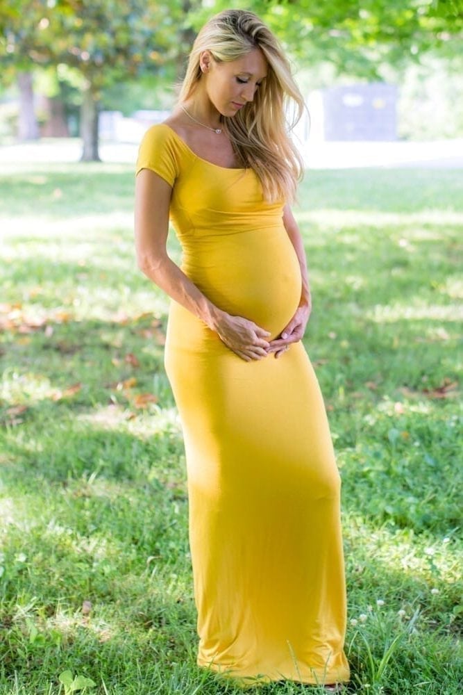 slim fit maternity gown
