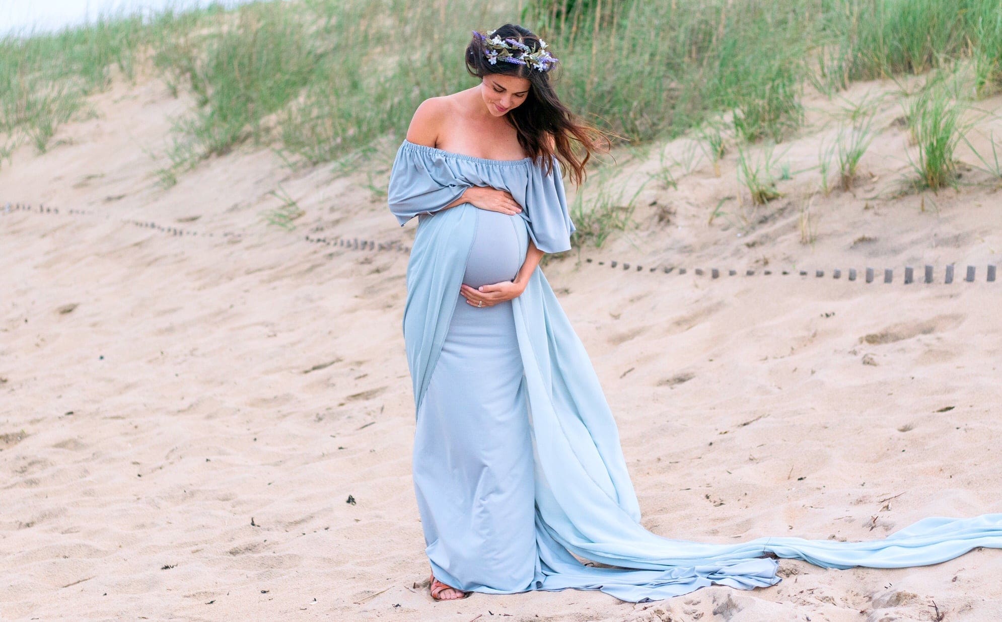 grey maternity gown