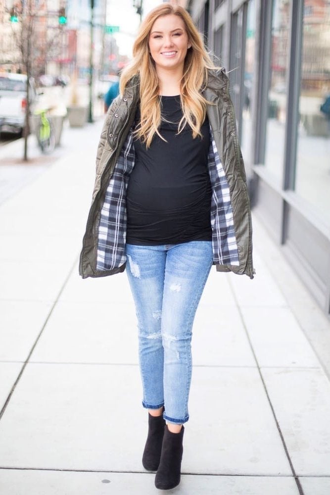 hooded maternity jacket