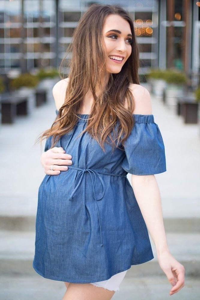 denim maternity top