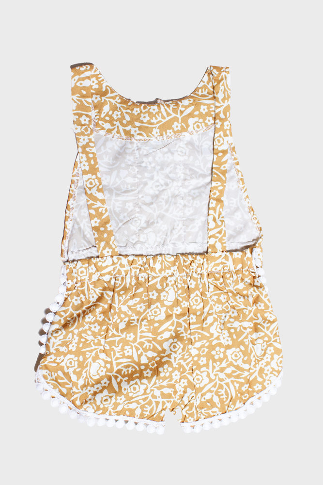 mustard floral baby romper