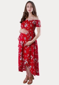 floral wrap maternity dress