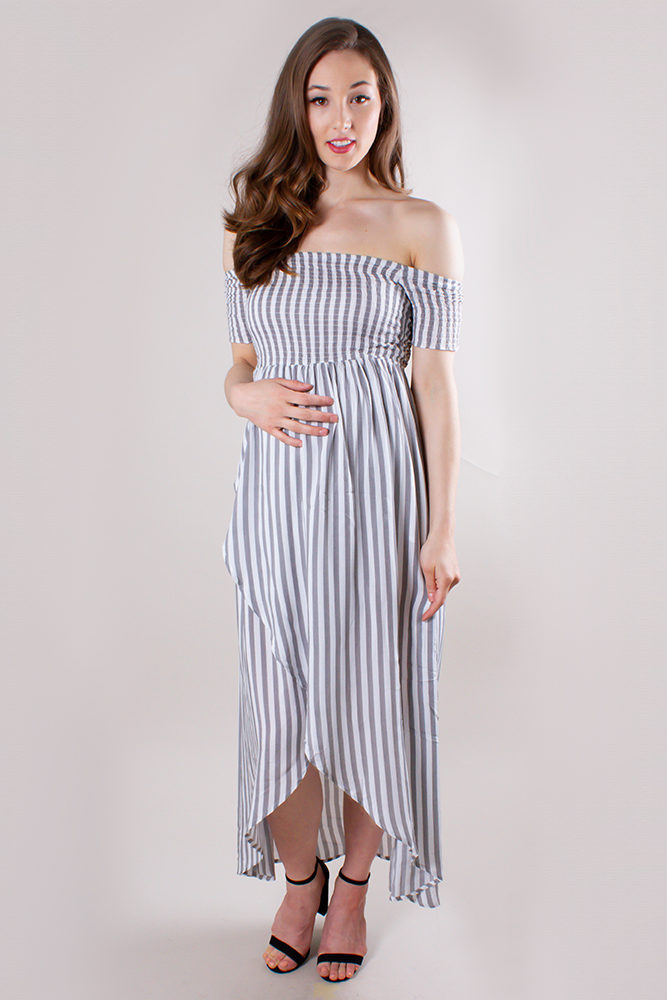 striped maternity wrap dress