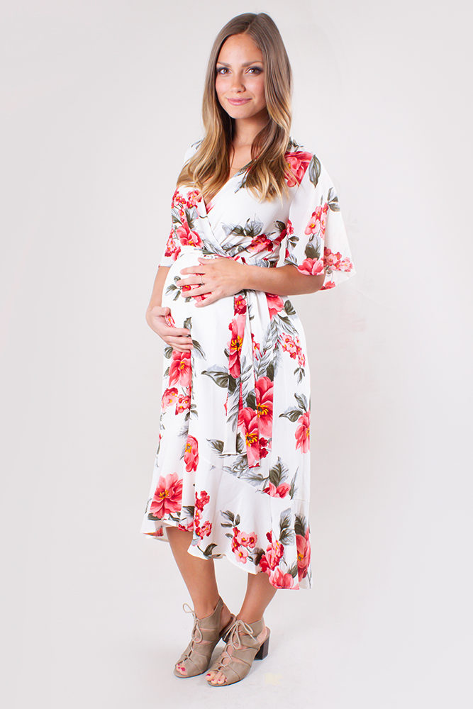 floral maternity wrap dress