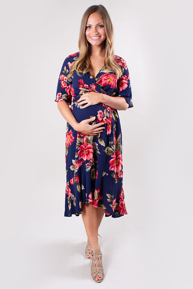 floral pregnancy wrap dress