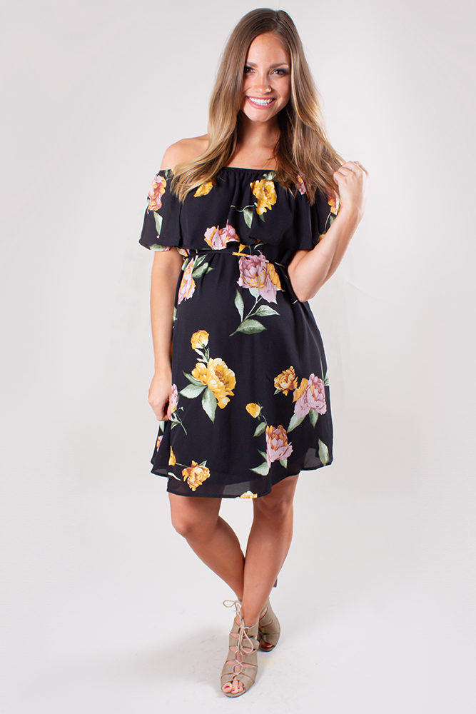 black floral maternity dress