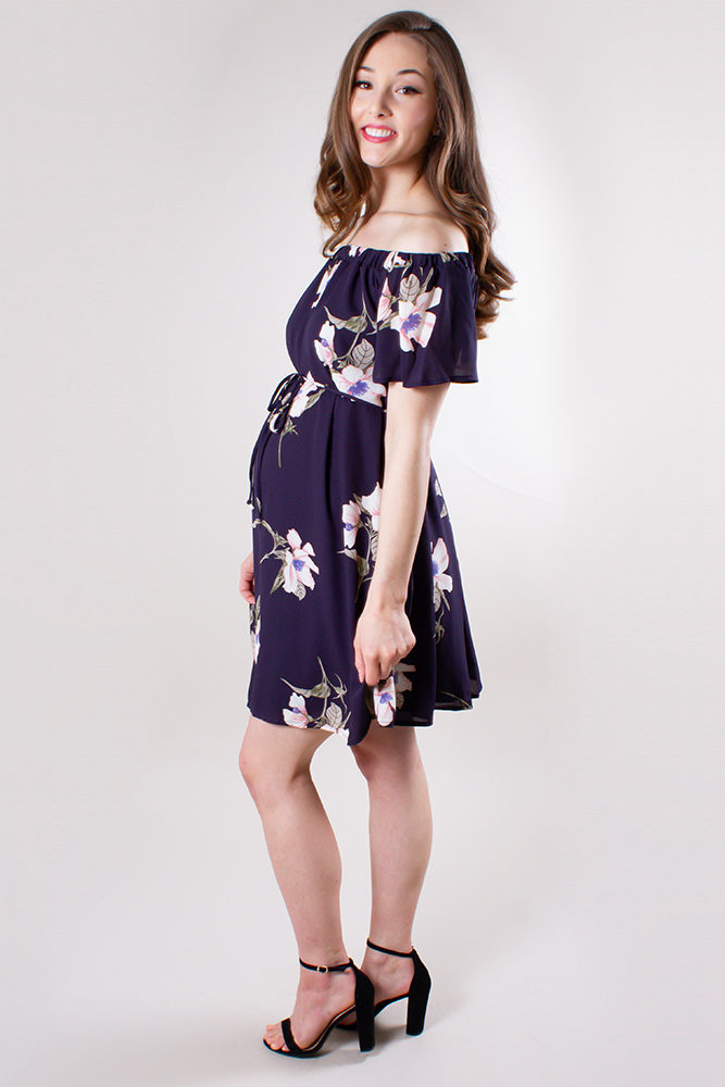 navy floral maternity dress