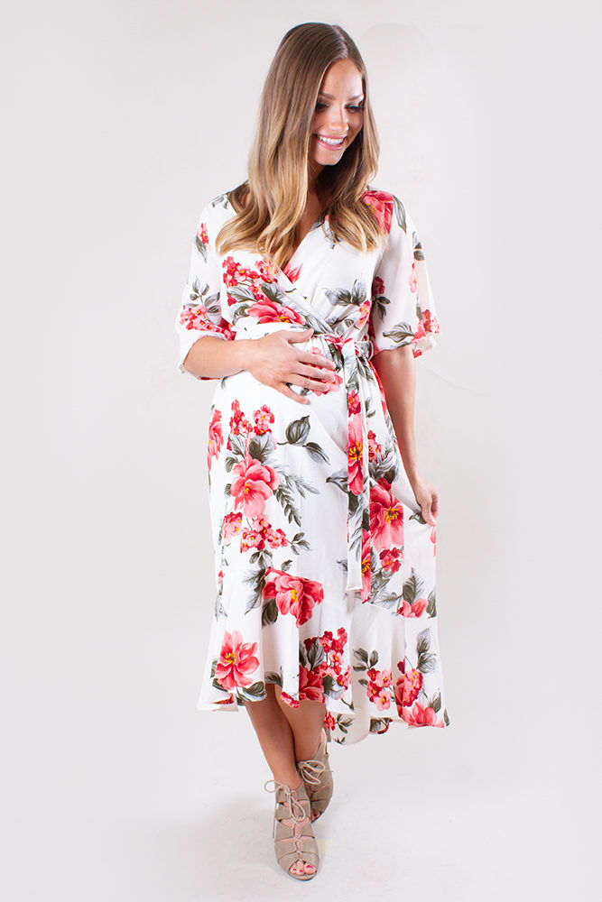 floral maternity wrap dress