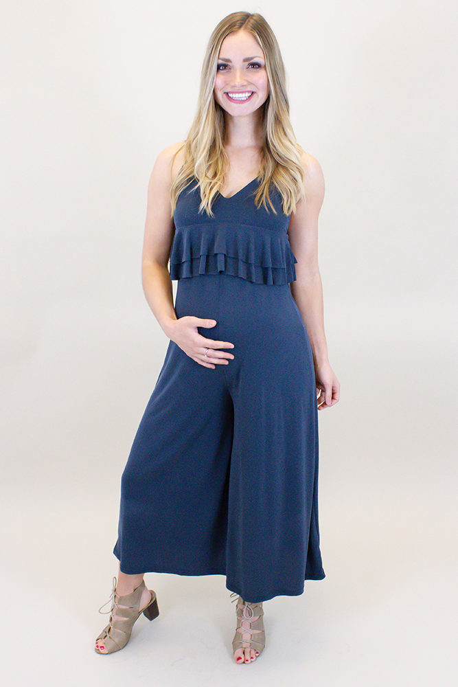 sleeveless maternity jumpsuit