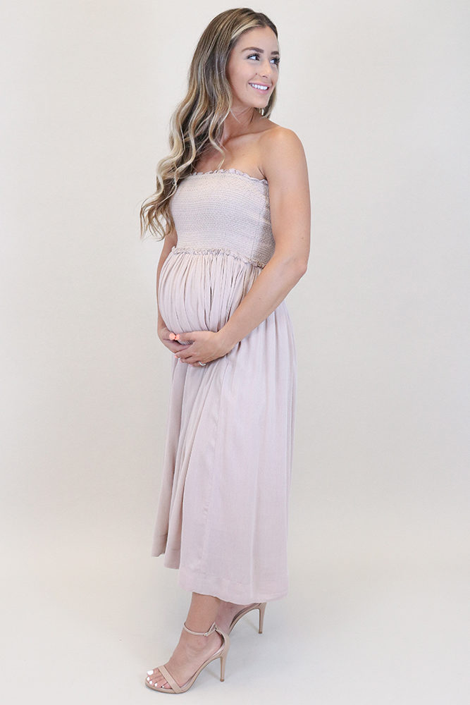 strapless maternity jumpsuit