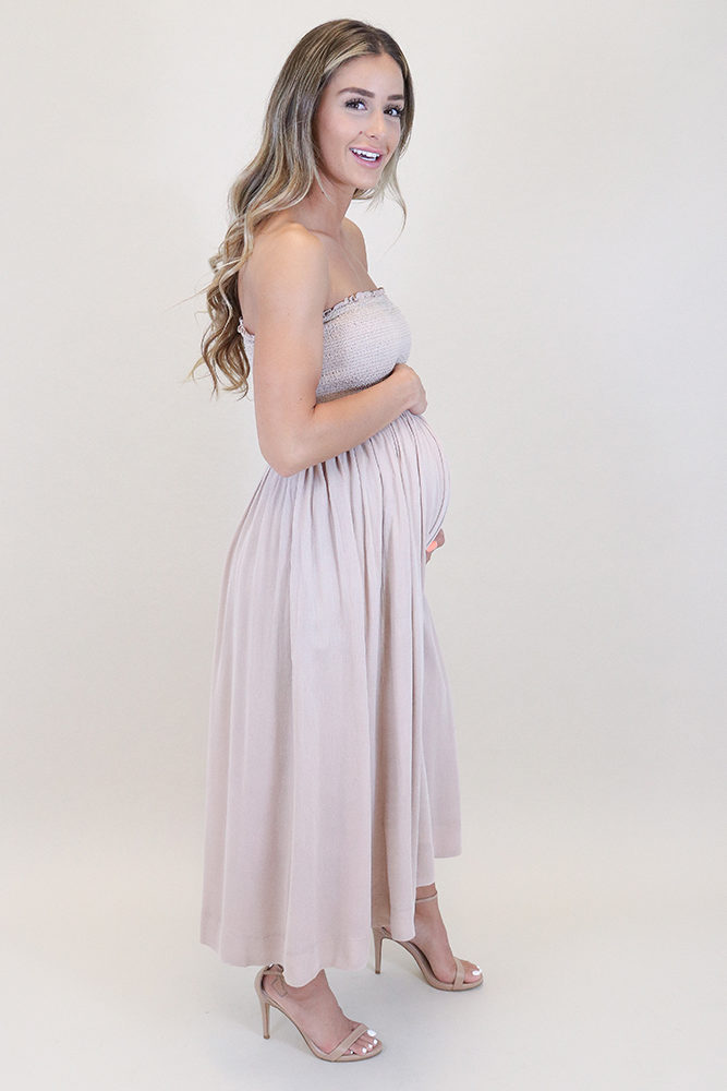 strapless maternity jumpsuit