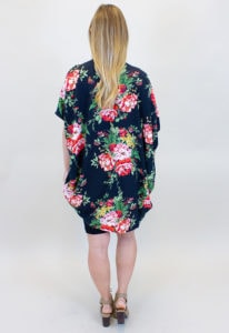 black maternity kimono with flowers