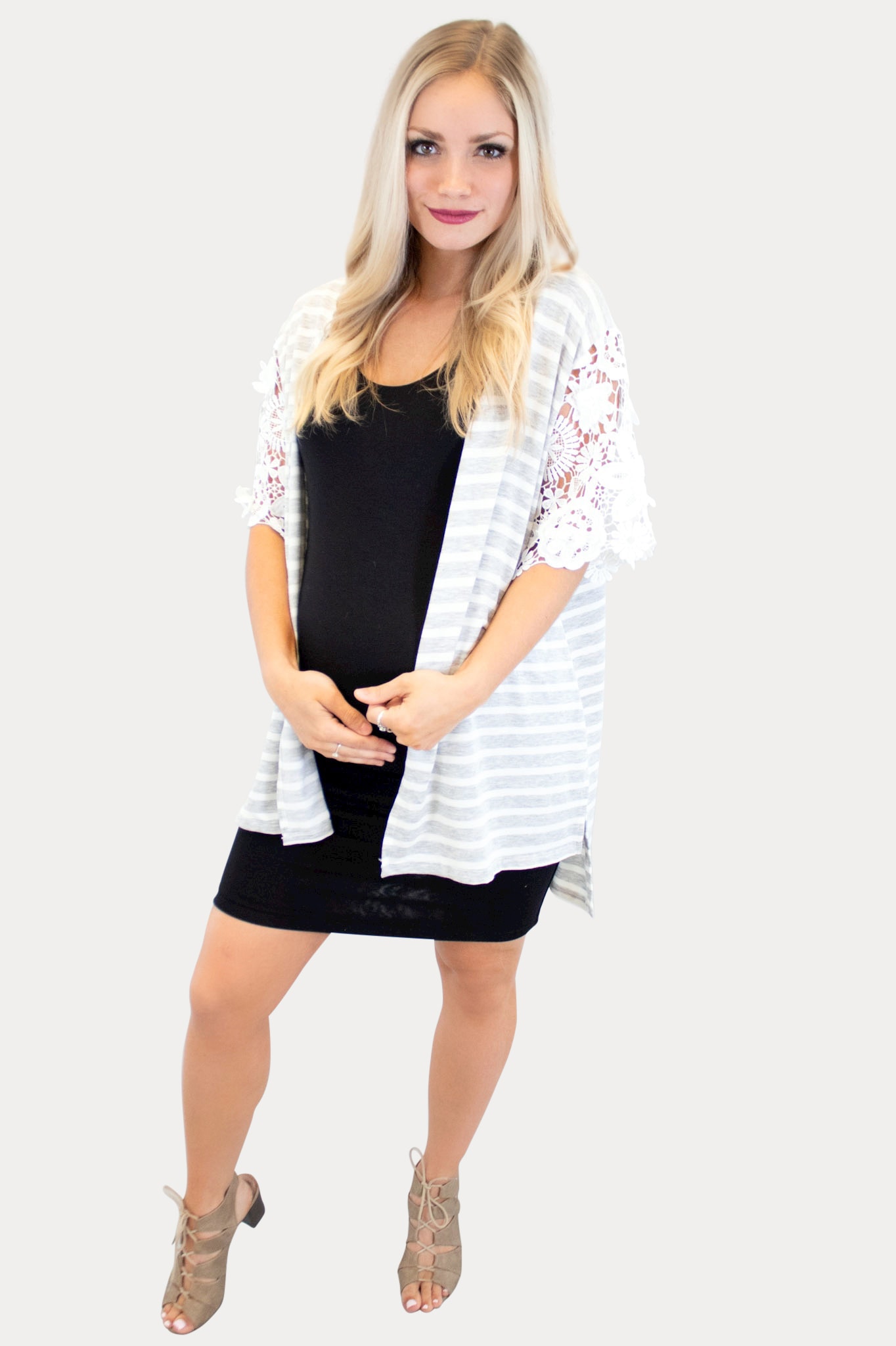 striped maternity kimono