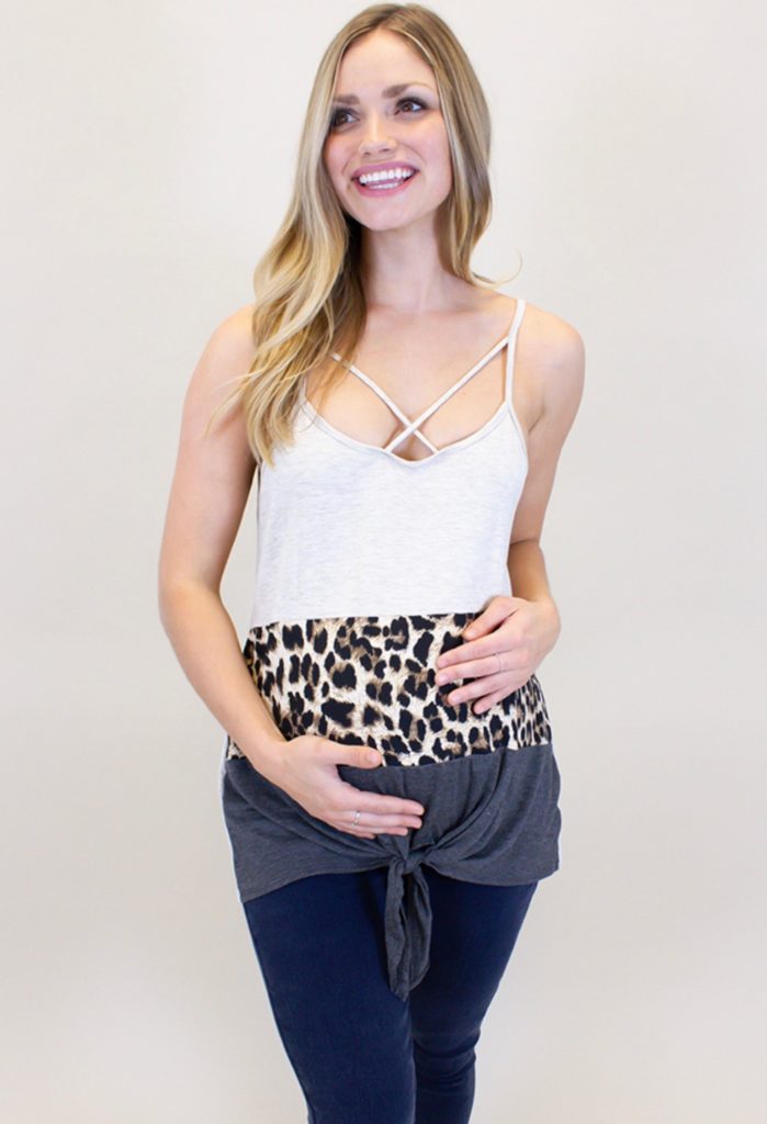 animal print maternity tank