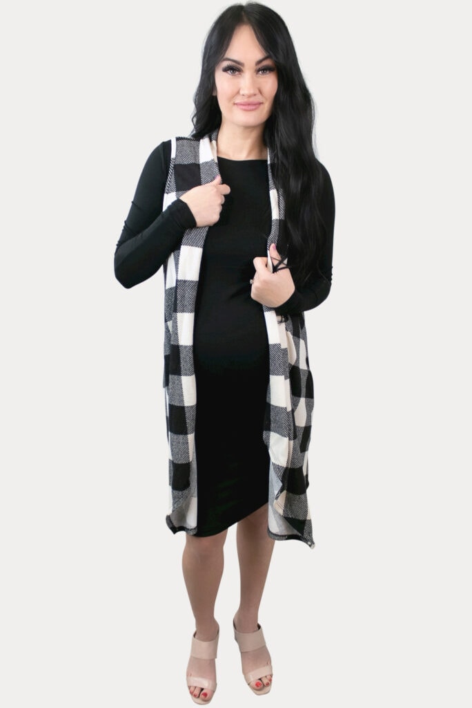 buffalo plaid maternity kimono