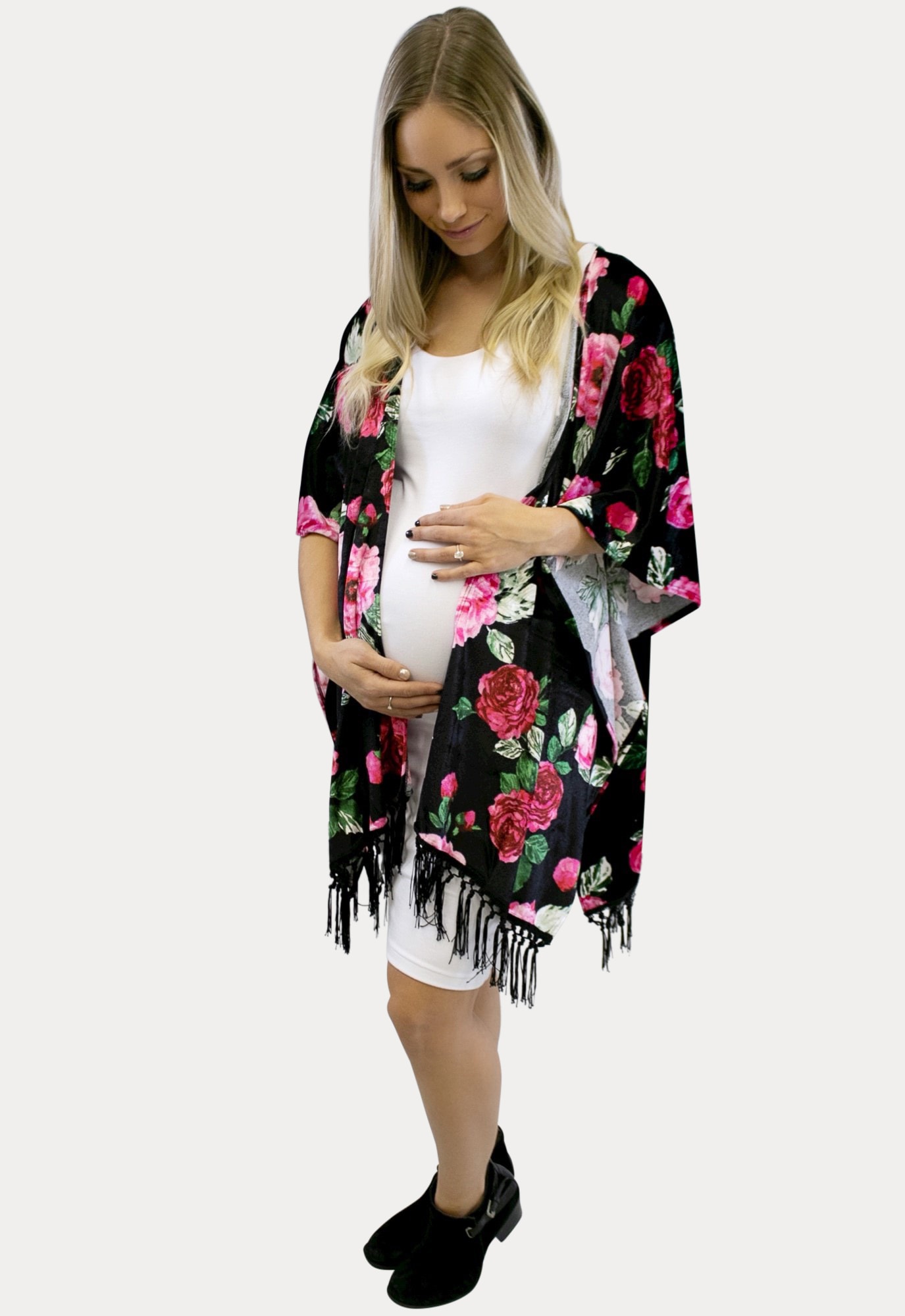 floral velvet maternity kimono