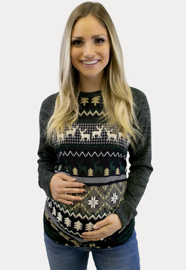 color block holiday maternity tee