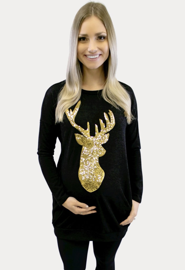 Lightweight Reindeer Maternity Sweater