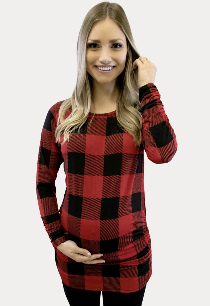 Buffalo Plaid Maternity Top