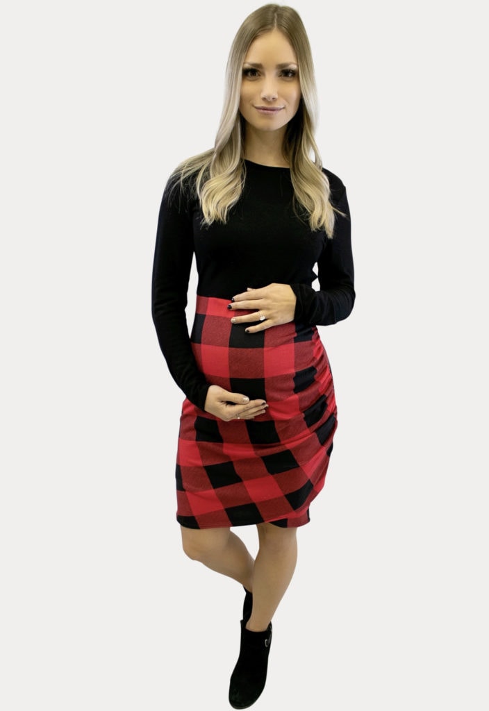 buffalo plaid maternity dress