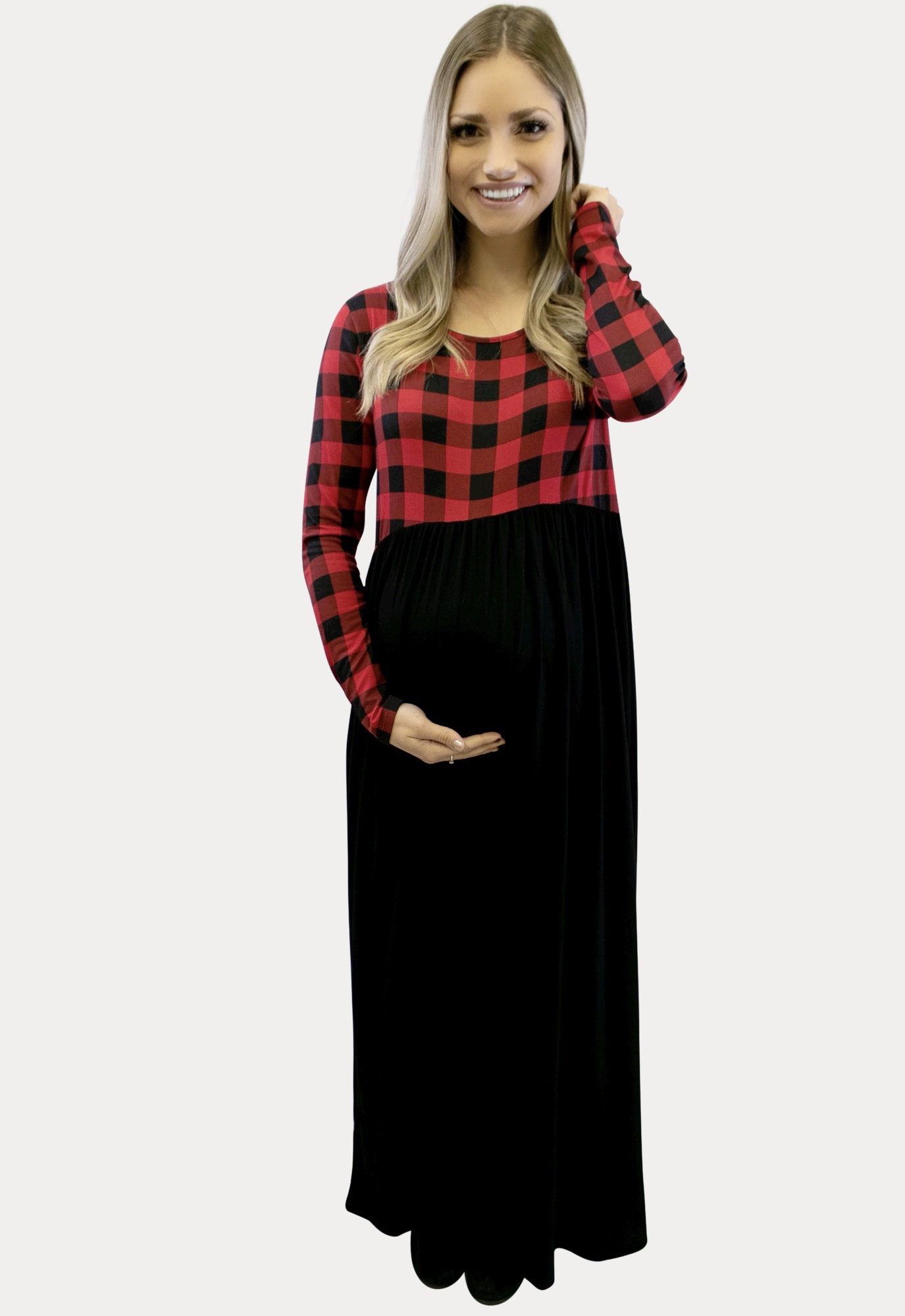 Plaid Maxi Maternity Dress Sexy Mama Maternity