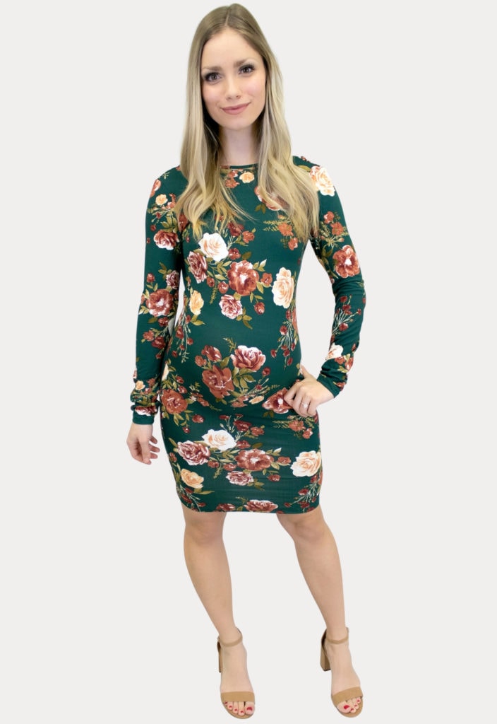 floral scoop back maternity dress