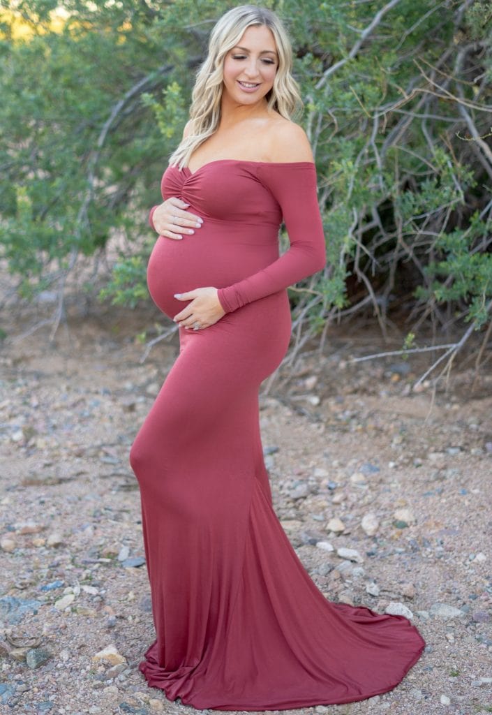 maternity gown with long sleeves