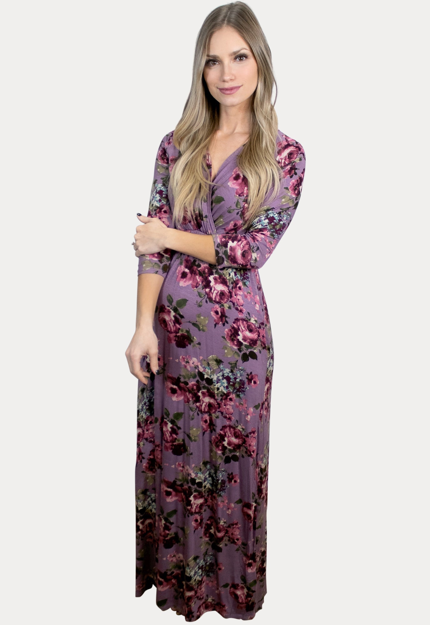 Purple Floral Maternity Maxi - Sexy Mama Maternity