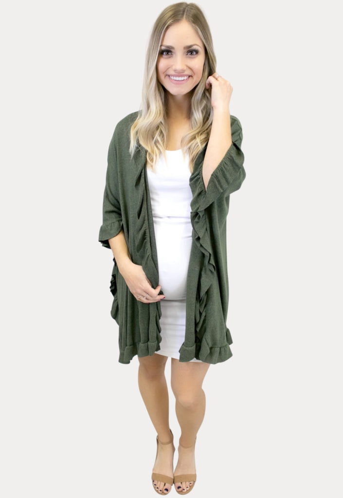 Maternity Knit Ruffle Kimono