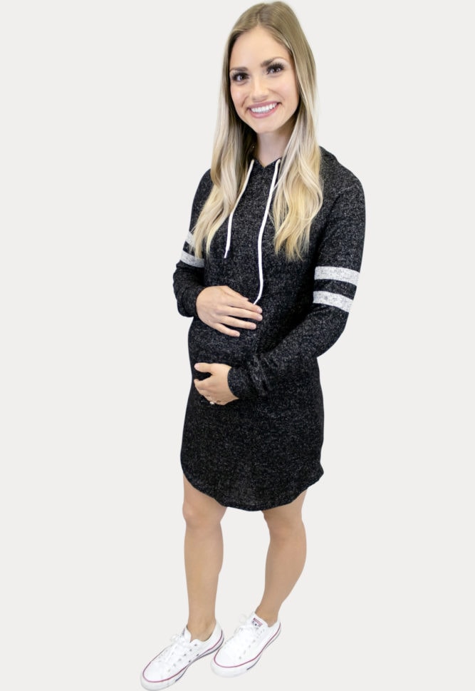 sporty hooded maternity dress