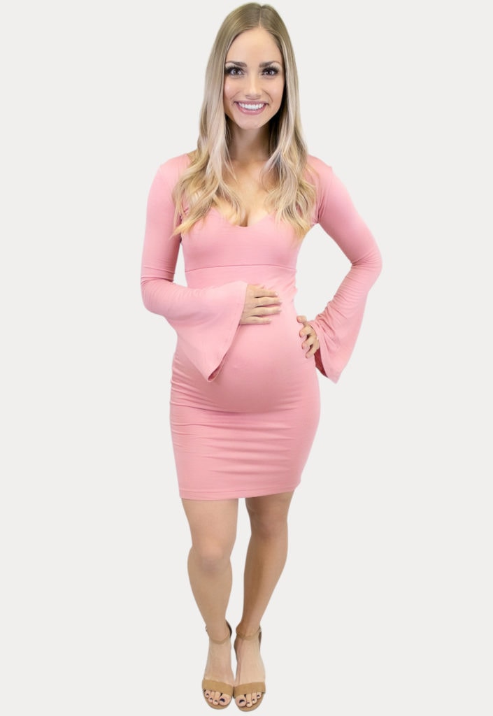 bell sleeve maternity dress