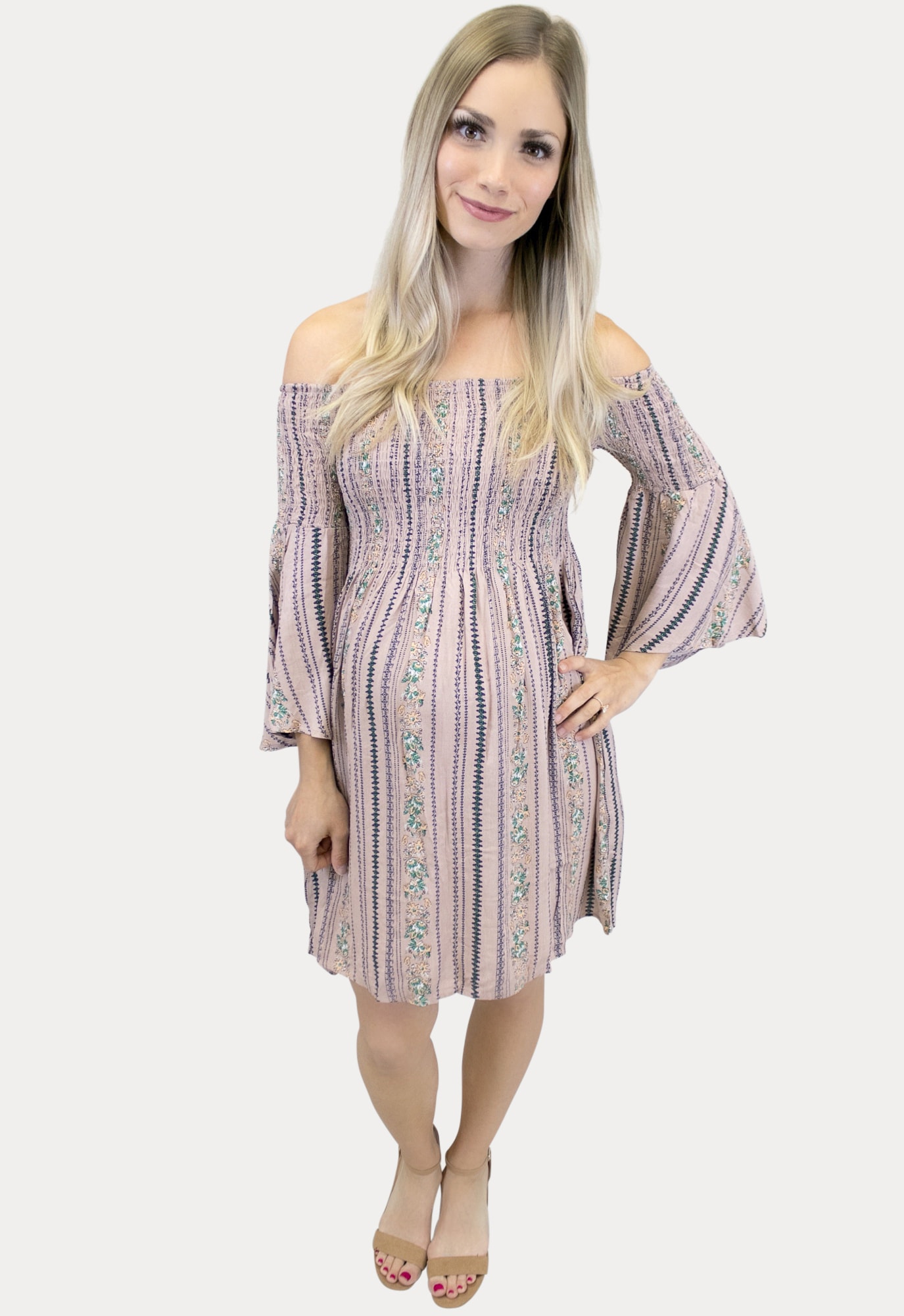 smocked Boho maternity dress