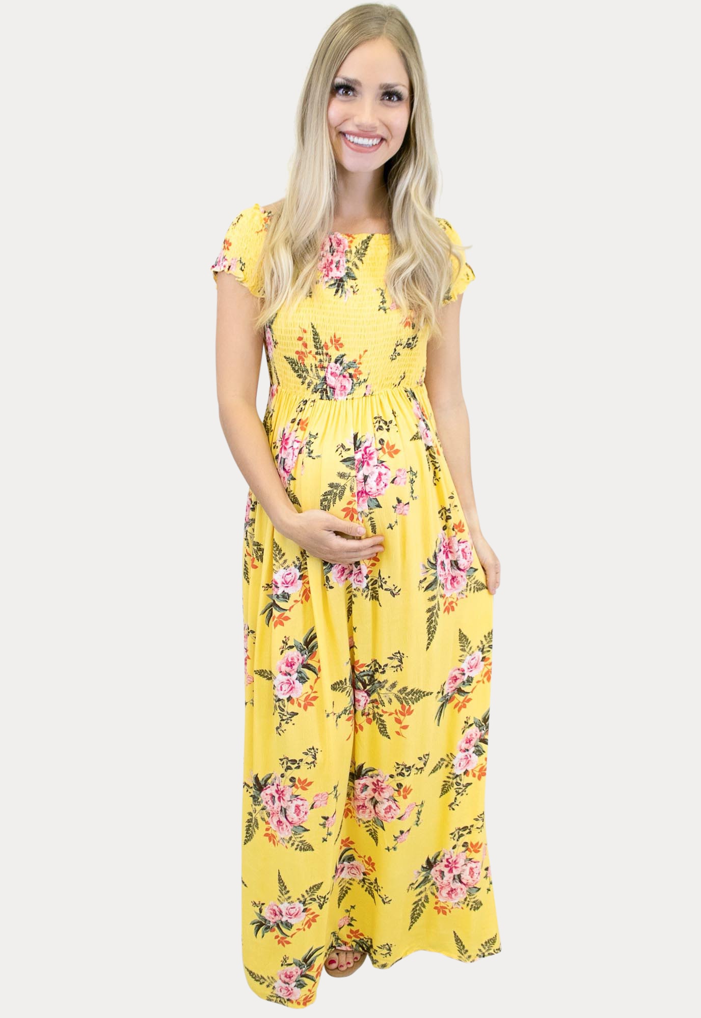 Yellow Smock Top Maternity Maxi