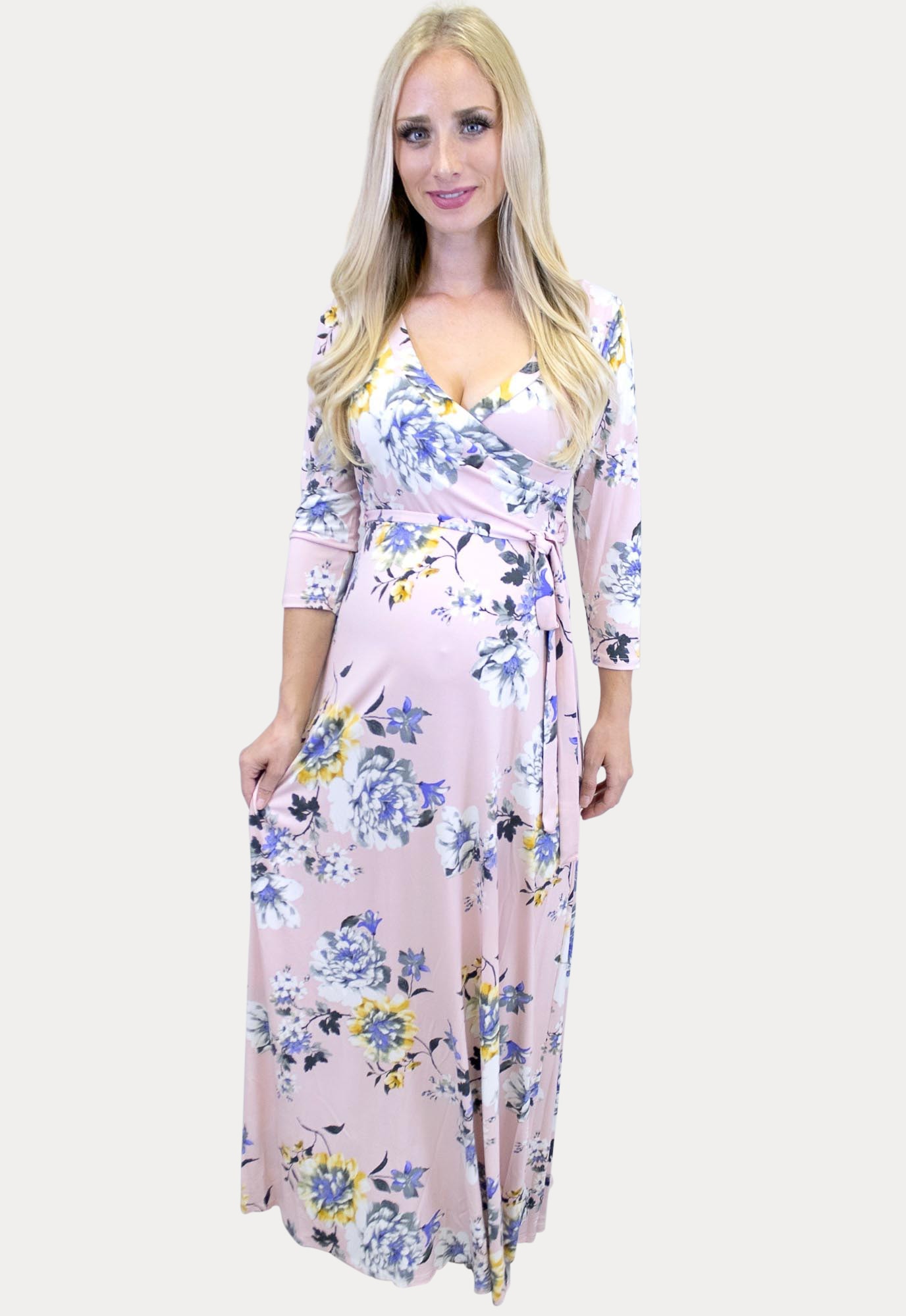 Sweetheart Maternity Maxi with Tie Front