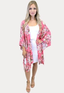 pink floral kimono