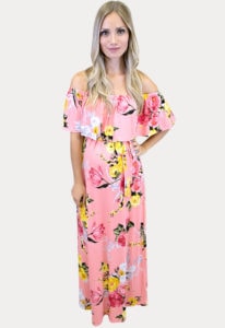 pink floral maternity maxi