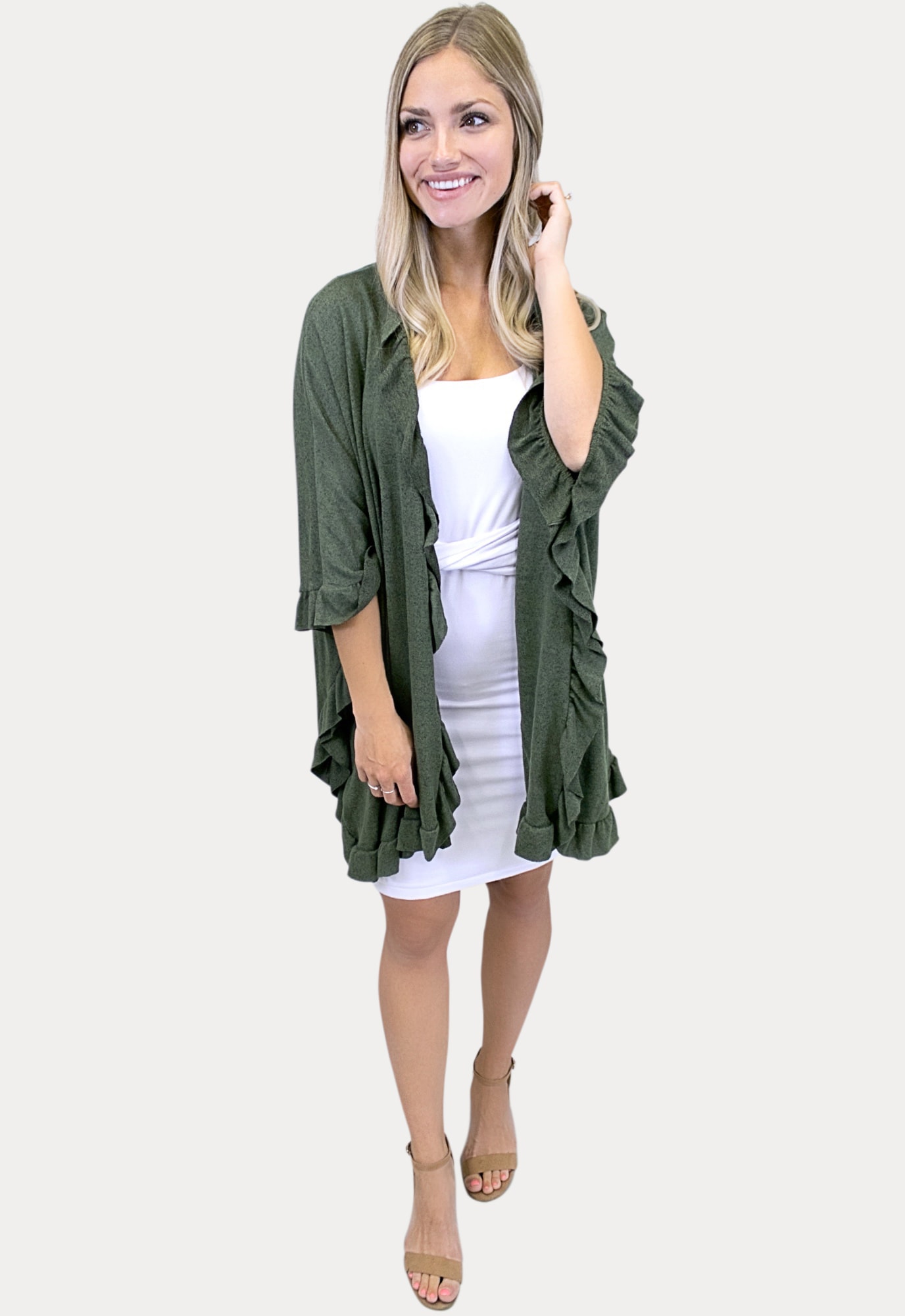 Olive Green Maternity Cardigan - Sexy Mama Maternity