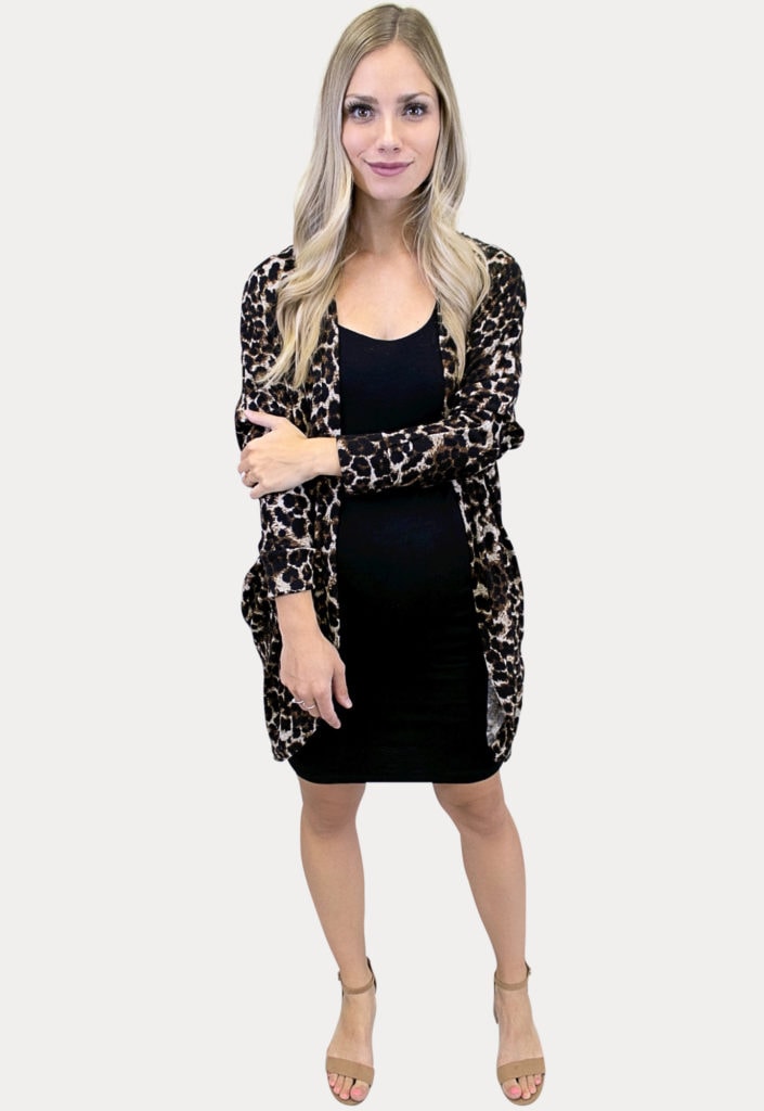 leopard print maternity cardigan