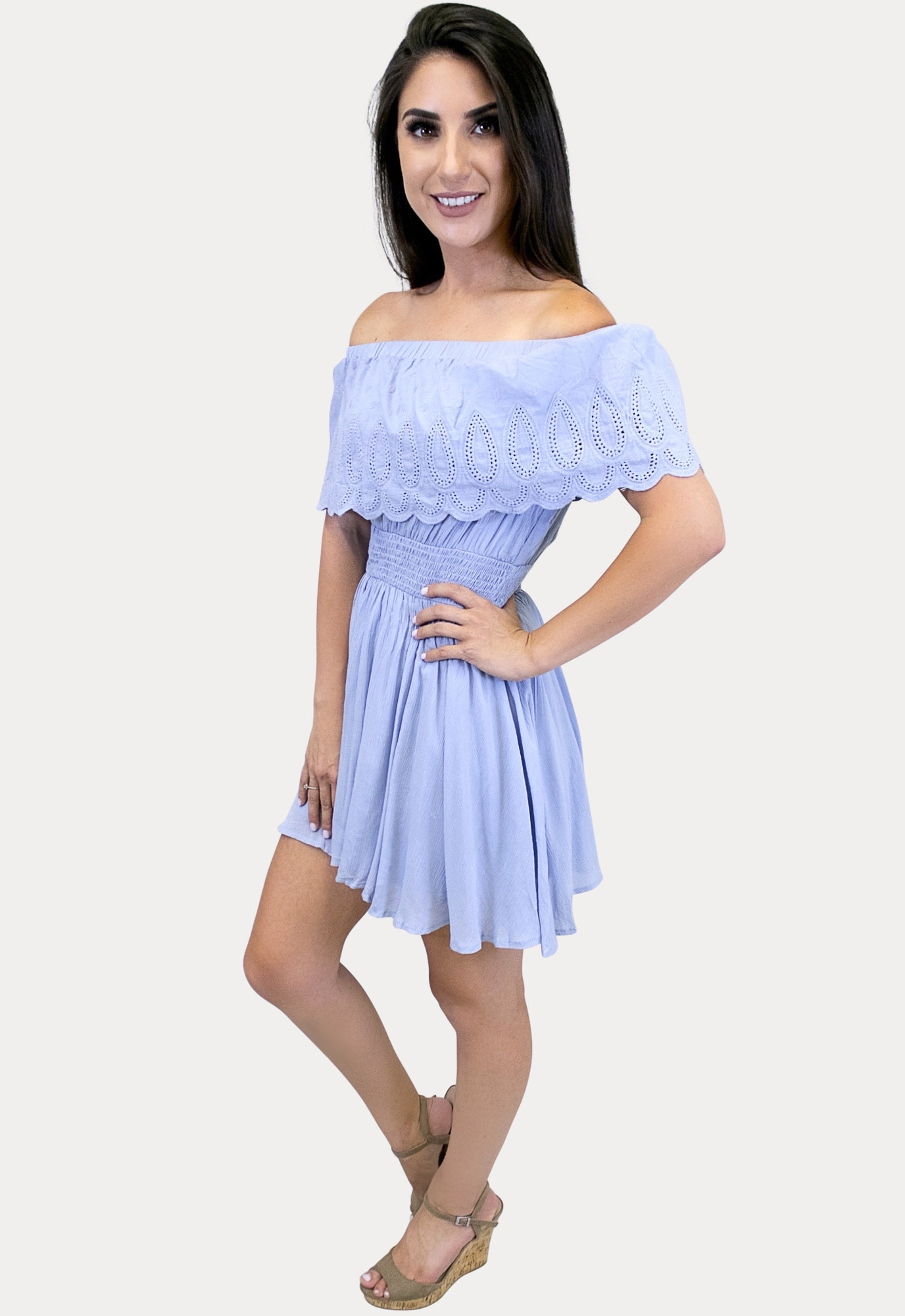 Off the outlet shoulder embroidered dress