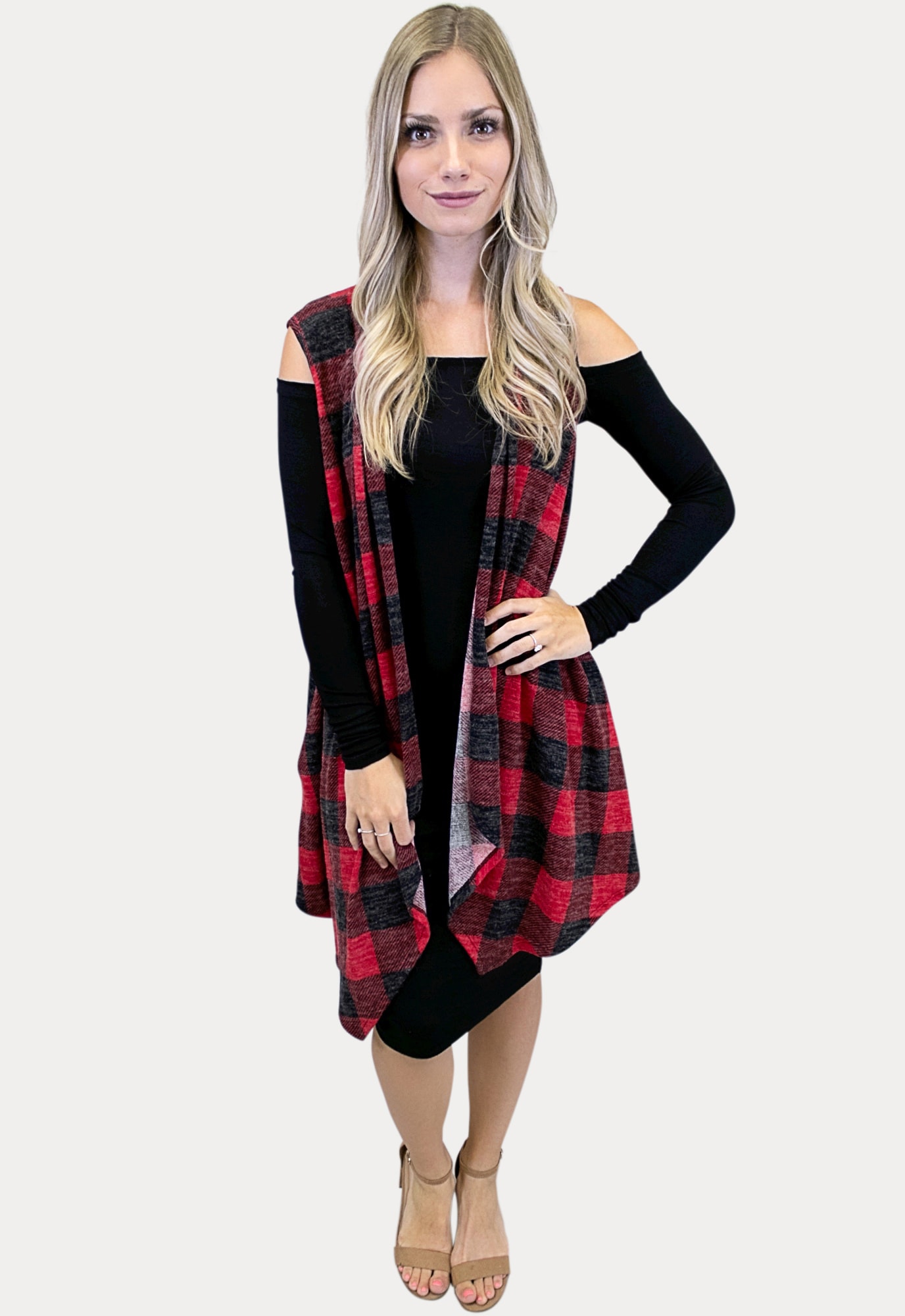 red plaid kimono