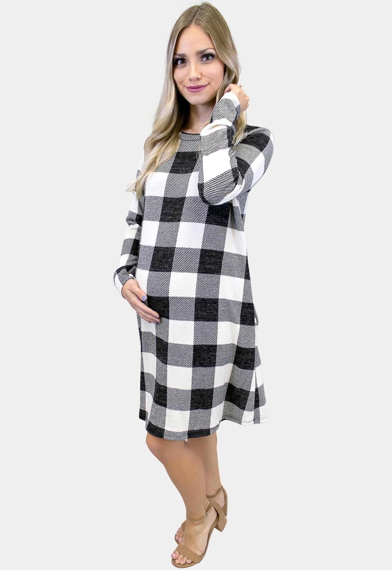 Buffalo Plaid Maternity Dress