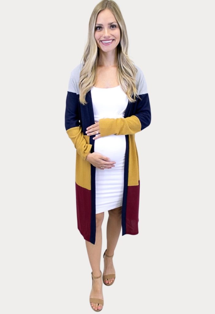 fall maternity color block kimono