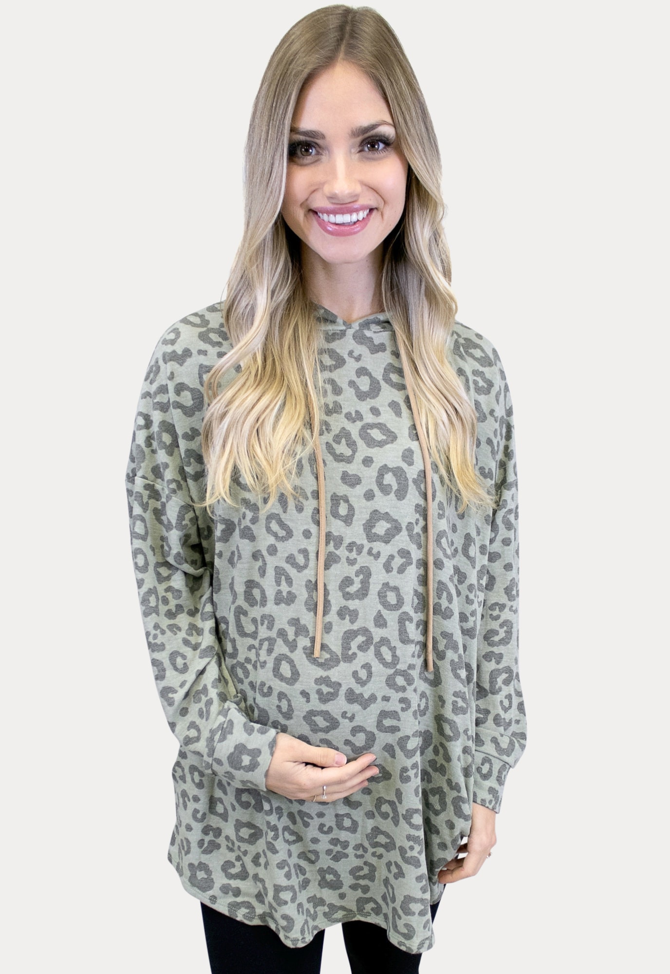 Green leopard best sale print hoodie