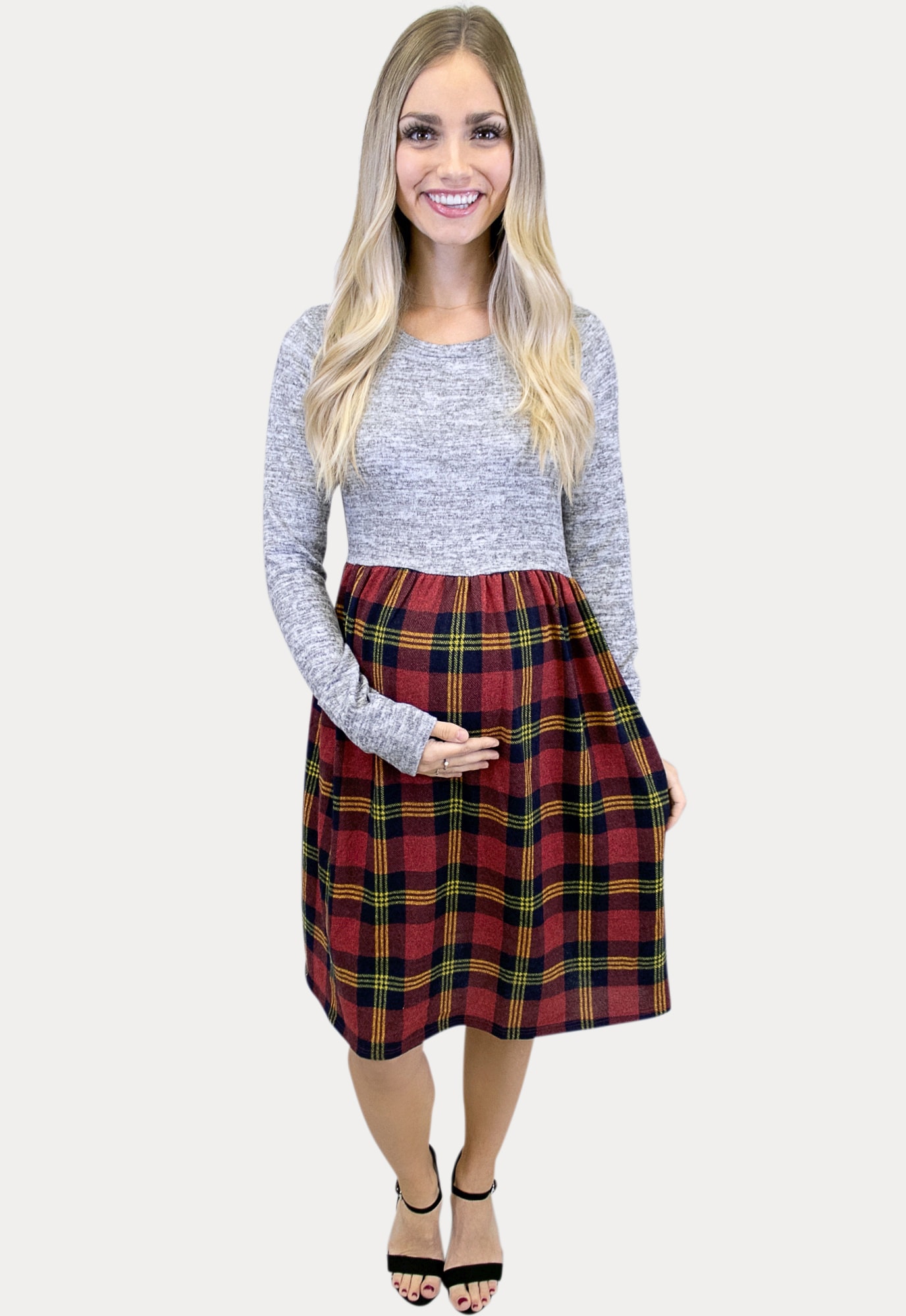 plaid pregnancy dress