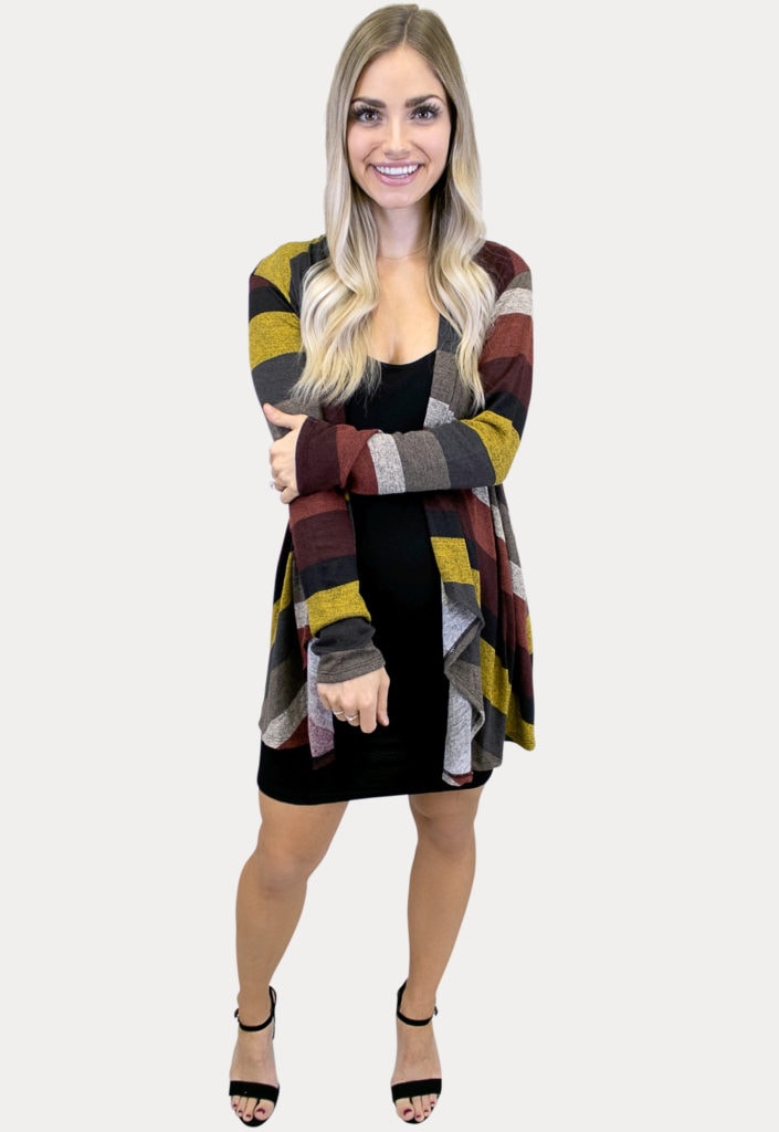 striped maternity cardigan