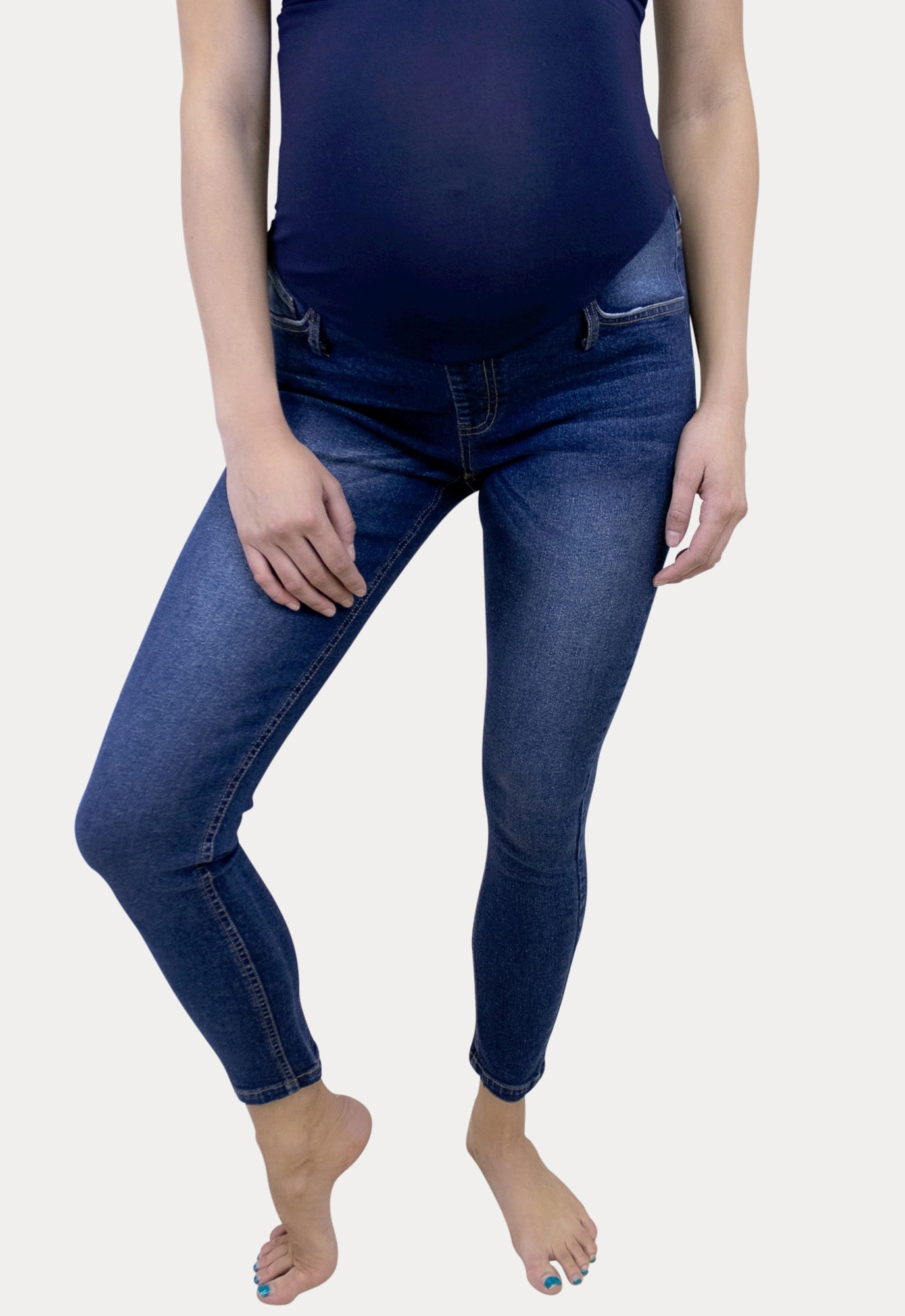 Dark Blue Full Length Maternity Jeggings