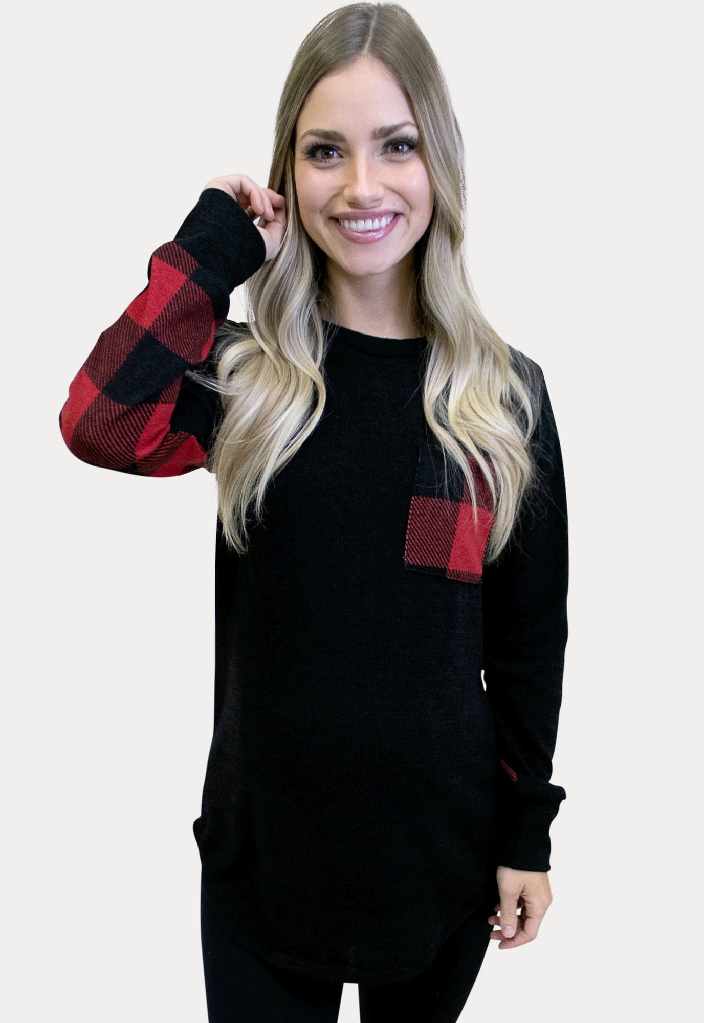 buffalo plaid pregnancy top